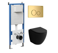 Комплект 3 в 1: Grossman инсталляция 900.K31.01.000+клавиша 700.K31.05.30M.30M золото глянцевый+унитаз GR-4455BMS