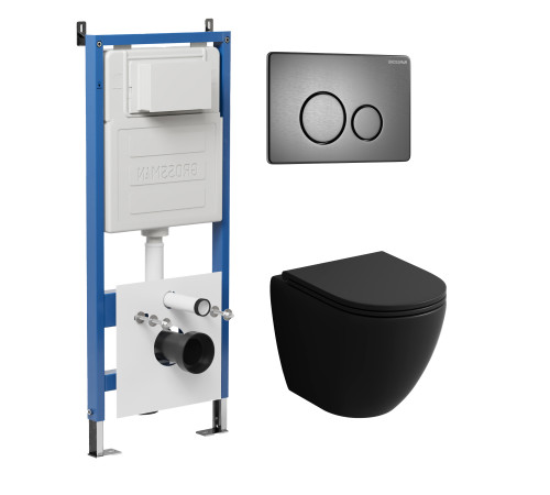 Комплект 3 в 1: Grossman инсталляция 900.K31.01.000+клавиша 700.K31.05.42M.42M графит сатиновый+унитаз GR-4455BMS