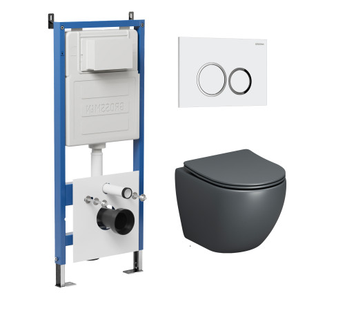 Комплект 3 в 1: Grossman инсталляция 900.K31.01.000+клавиша 700.K31.01.000.000 белый+унитаз GR-4455GMS