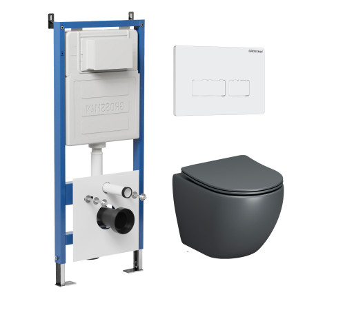 Комплект 3 в 1: Grossman инсталляция 900.K31.01.000+клавиша 700.K31.03.000.000 белый+унитаз GR-4455GMS