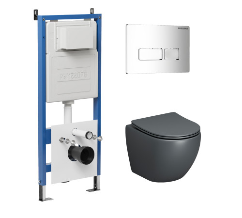 Комплект 3 в 1: Grossman инсталляция 900.K31.01.000+клавиша 700.K31.03.100.100 хром глянцевый+унитаз GR-4455GMS