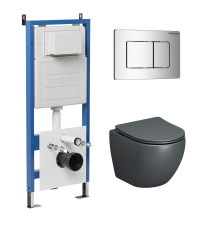 Комплект 3 в 1: Grossman инсталляция 900.K31.01.000+клавиша 700.K31.04.10M.10M хром глянцевый+унитаз GR-4455GMS