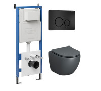 Комплект 3 в 1: Grossman инсталляция 900.K31.01.000+клавиша 700.K31.05.21M.21M черный матовый+унитаз GR-4455GMS