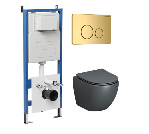 Комплект 3 в 1: Grossman инсталляция 900.K31.01.000+клавиша 700.K31.05.30M.30M золото глянцевый+унитаз GR-4455GMS