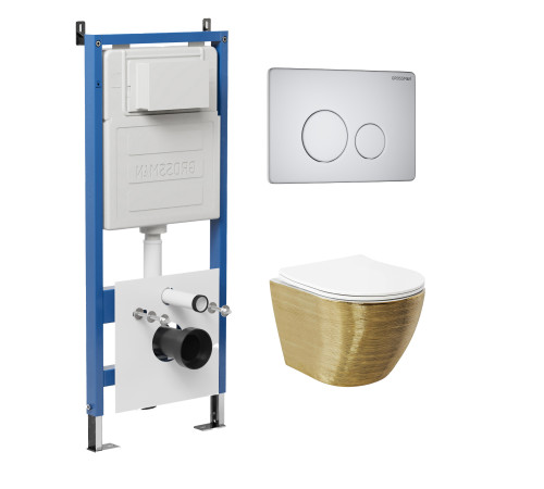 Комплект 3 в 1: Grossman инсталляция 900.K31.01.000+клавиша 700.K31.05.01M.01M белый матовый+унитаз GR-4455GWS