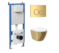 Комплект 3 в 1: Grossman инсталляция 900.K31.01.000+клавиша 700.K31.05.30M.30M золото глянцевый+унитаз GR-4455GWS