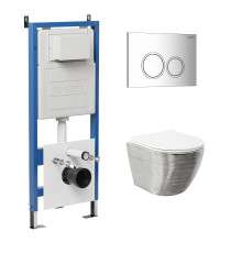 Комплект 3 в 1: Grossman инсталляция 900.K31.01.000+клавиша 700.K31.01.100.100 хром глянцевый+унитаз GR-4455SWS