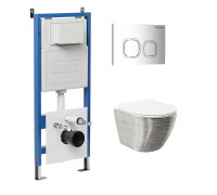 Комплект 3 в 1: Grossman инсталляция 900.K31.01.000+клавиша 700.K31.02.100.100 хром глянцевый+унитаз GR-4455SWS