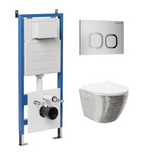 Комплект 3 в 1: Grossman инсталляция 900.K31.01.000+клавиша 700.K31.02.110.110 хром матовый+унитаз GR-4455SWS