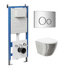 Комплект 3 в 1: Grossman инсталляция 900.K31.01.000+клавиша 700.K31.05.10M.10M хром глянцевый+унитаз GR-4455SWS