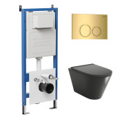 Комплект 3 в 1: Grossman инсталляция 900.K31.01.000+клавиша 700.K31.01.300.300 золото глянцевый+унитаз GR-4477BMSQ