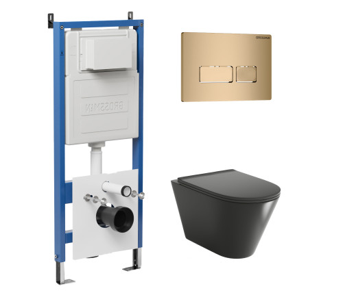 Комплект 3 в 1: Grossman инсталляция 900.K31.01.000+клавиша 700.K31.03.310.310 золото матовый+унитаз GR-4477BMS