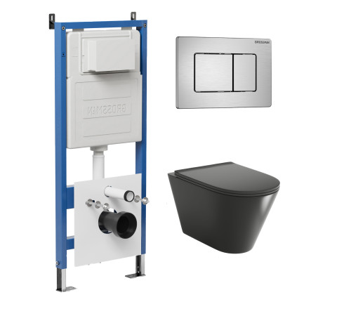 Комплект 3 в 1: Grossman инсталляция 900.K31.01.000+клавиша 700.K31.04.12M.12M хром сатиновый+унитаз GR-4477BMS