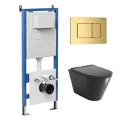 Комплект 3 в 1: Grossman инсталляция 900.K31.01.000+клавиша 700.K31.04.30M.30M золото глянцевый+унитаз GR-4440BMS