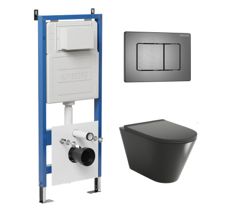 Комплект 3 в 1: Grossman инсталляция 900.K31.01.000+клавиша 700.K31.04.42M.42M графит сатиновый+унитаз GR-4477BMS