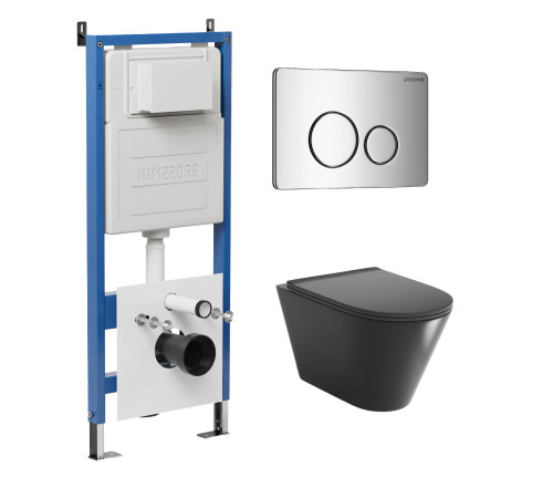 Комплект 3 в 1: Grossman инсталляция 900.K31.01.000+клавиша 700.K31.05.10M.10M хром глянцевый+унитаз GR-4477BMS