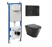 Комплект 3 в 1: Grossman инсталляция 900.K31.01.000+клавиша 700.K31.05.21M.21M черный матовый+унитаз GR-4477BMSQ