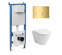 Комплект 3 в 1: Grossman инсталляция 900.K31.01.000+клавиша 700.K31.03.300.300 золото глянцевый+унитаз GR-4477S