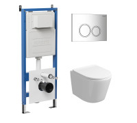 Комплект 3 в 1: Grossman инсталляция 900.K31.01.000+клавиша 700.K31.01.100.100 хром глянцевый+унитаз GR-4477SQ