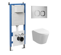 Комплект 3 в 1: Grossman инсталляция 900.K31.01.000+клавиша 700.K31.02.110.110 хром матовый+унитаз GR-4477S