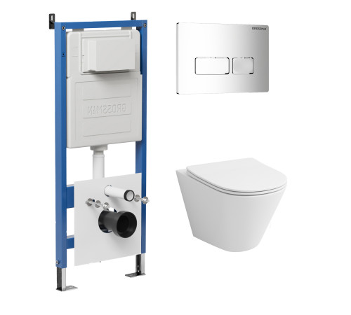 Комплект 3 в 1: Grossman инсталляция 900.K31.01.000+клавиша 700.K31.03.100.100 хром глянцевый+унитаз GR-4477S