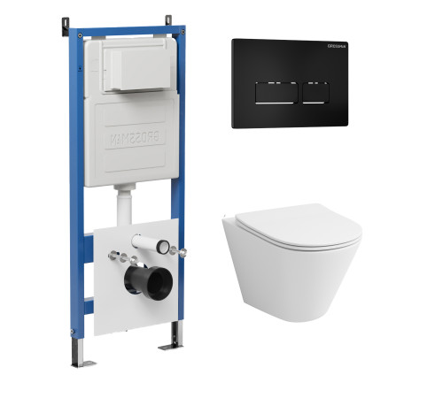 Комплект 3 в 1: Grossman инсталляция 900.K31.01.000+клавиша 700.K31.03.210.210 черный матовый+унитаз GR-4477S