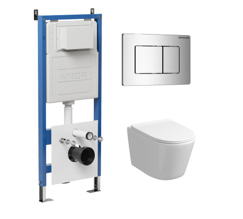 Комплект 3 в 1: Grossman инсталляция 900.K31.01.000+клавиша 700.K31.04.10M.10M хром глянцевый+унитаз GR-4477S