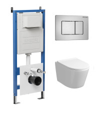 Комплект 3 в 1: Grossman инсталляция 900.K31.01.000+клавиша 700.K31.04.12M.12M хром сатиновый+унитаз GR-4477SQ