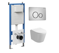 Комплект 3 в 1: Grossman инсталляция 900.K31.01.000+клавиша 700.K31.05.12M.12M хром сатиновый+унитаз GR-4477S