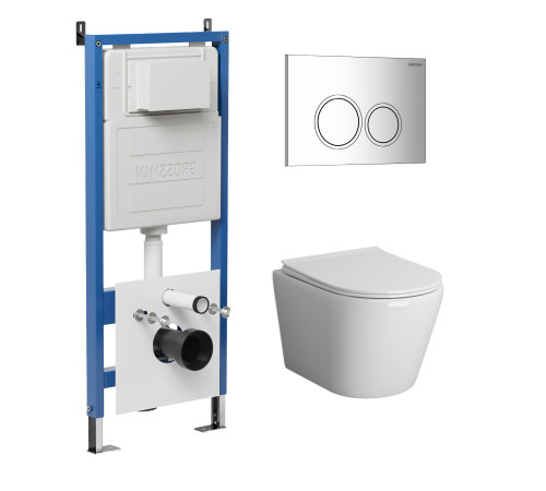 Комплект 3 в 1: Grossman инсталляция 900.K31.01.000+клавиша 700.K31.01.100.100 хром глянцевый+унитаз GR-4478S