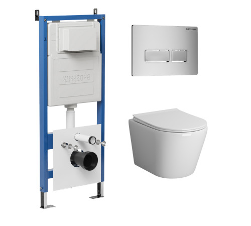 Комплект 3 в 1: Grossman инсталляция 900.K31.01.000+клавиша 700.K31.03.110.110 хром матовый+унитаз GR-4478S