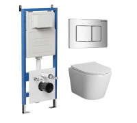 Комплект 3 в 1: Grossman инсталляция 900.K31.01.000+клавиша 700.K31.04.10M.10M хром глянцевый+унитаз GR-4478S