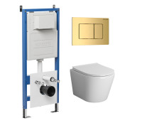 Комплект 3 в 1: Grossman инсталляция 900.K31.01.000+клавиша 700.K31.04.30M.30M золото глянцевый+унитаз GR-4478S