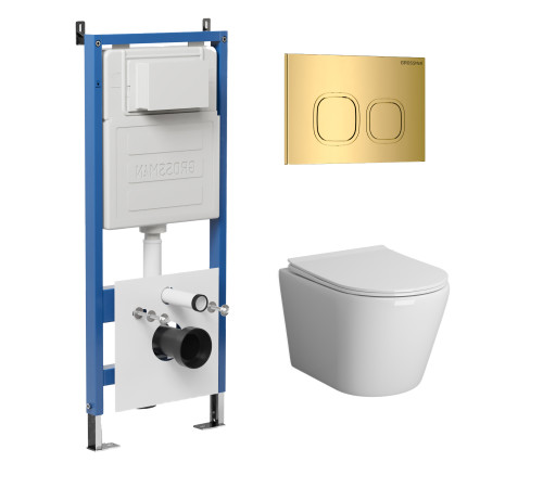 Комплект 3 в 1: Grossman инсталляция 900.K31.01.000+клавиша 700.K31.02.300.300 золото глянцевый+унитаз GR-4478SQ