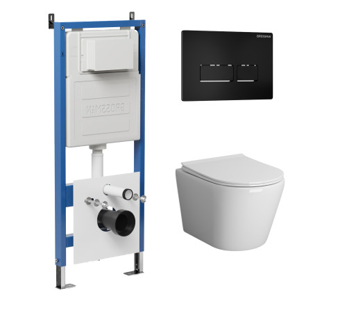 Комплект 3 в 1: Grossman инсталляция 900.K31.01.000+клавиша 700.K31.03.210.210 черный матовый+унитаз GR-4478BMS