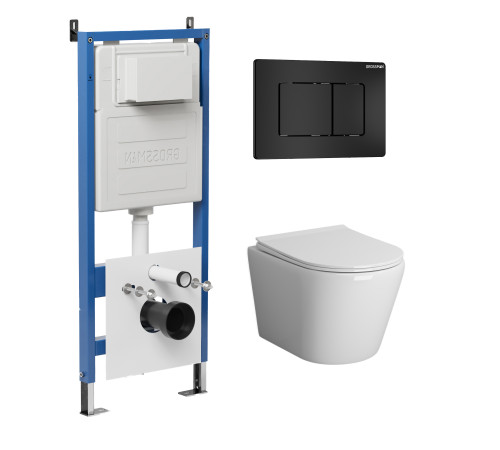 Комплект 3 в 1: Grossman инсталляция 900.K31.01.000+клавиша 700.K31.04.21M.21M черный матовый+унитаз GR-4478BMS