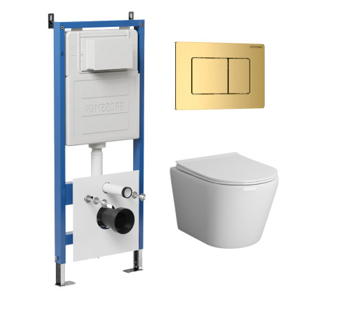 Комплект 3 в 1: Grossman инсталляция 900.K31.01.000+клавиша 700.K31.04.30M.30M золото глянцевый+унитаз GR-4478BMS