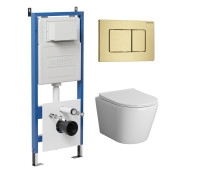 Комплект 3 в 1: Grossman инсталляция 900.K31.01.000+клавиша 700.K31.04.32M.32M золото сатиновый+унитаз GR-4478BMS