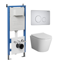 Комплект 3 в 1: Grossman инсталляция 900.K31.01.000+клавиша 700.K31.05.01M.01M белый матовый+унитаз GR-4478SQ