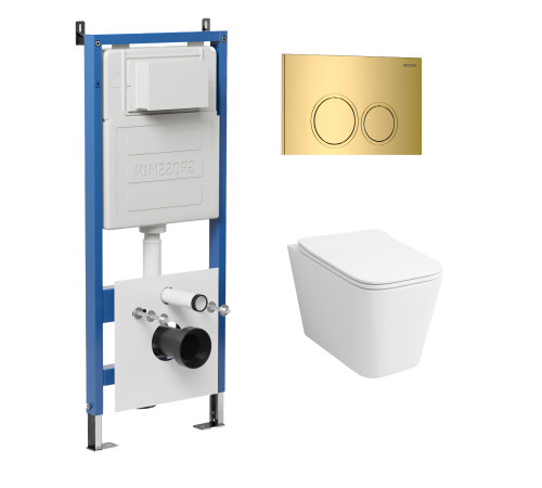 Комплект 3 в 1: Grossman инсталляция 900.K31.01.000+клавиша 700.K31.01.300.300 золото глянцевый+унитаз GR-4479SQ