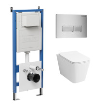 Комплект 3 в 1: Grossman инсталляция 900.K31.01.000+клавиша 700.K31.03.110.110 хром матовый+унитаз GR-4479SQ