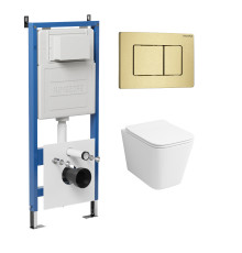 Комплект 3 в 1: Grossman инсталляция 900.K31.01.000+клавиша 700.K31.04.32M.32M золото сатиновый+унитаз GR-4479SQ