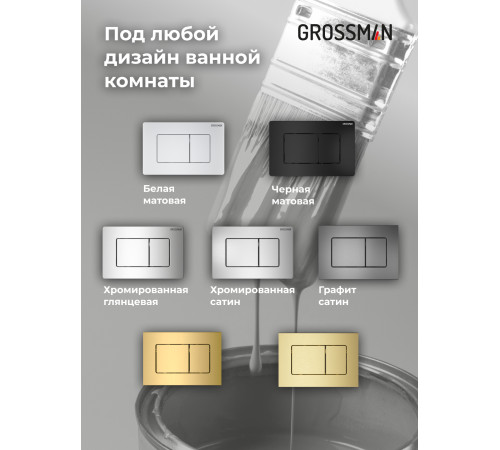 Комплект 2 в 1: Grossman инсталляция Classic 900.K31.01.000+клавиша смыва 700.K31.04.42M.42M графит
