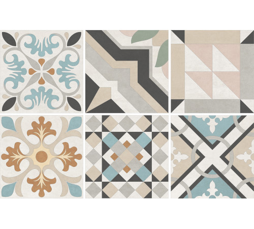 Керамогранит New Trend GP2020DMX11 Design Art Mix 3 20x20 микс матовый с орнаментом