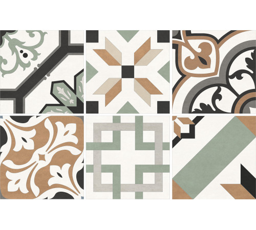 Керамогранит New Trend GP2020DMX31 Design Art Mix 1 20x20 микс матовый с орнаментом