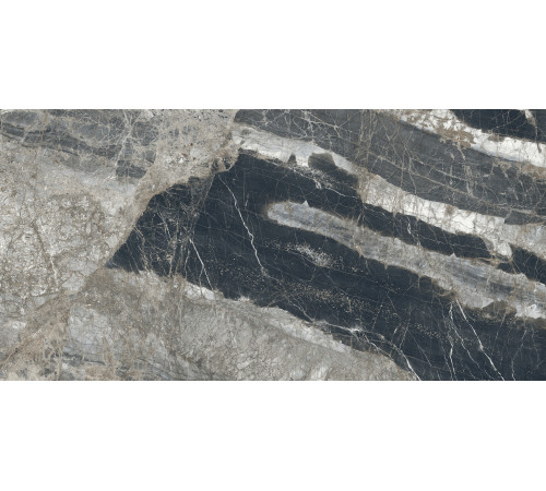 Lunar Nero Керамогранит графитовый 80х160 матовый+гл.чернила