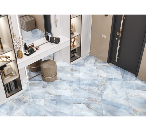 Керамогранит LCM 6060BLM06HG Blumarin 60x60 голубой суперполированный под оникс