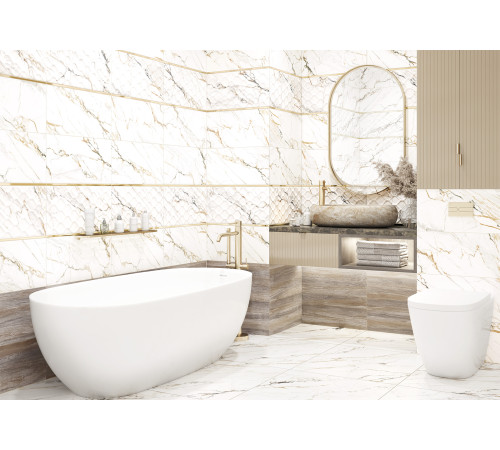 Плитка настенная Detroit Calacatta Gold WT9DET11 249x500x8.5 Глянцевая