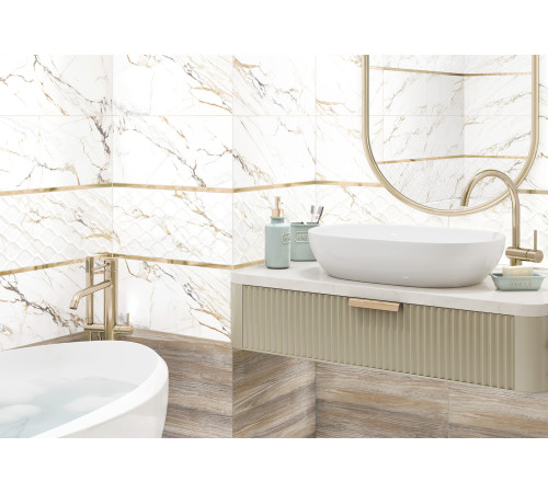 Плитка настенная Detroit Calacatta Gold WT9DET11 249x500x8.5 Глянцевая