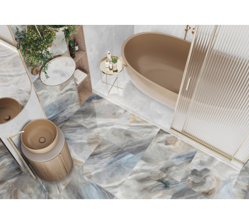 Керамогранит LCM 6060ILN18HG Illusion Smoky 60x60 серый суперполированный под оникс